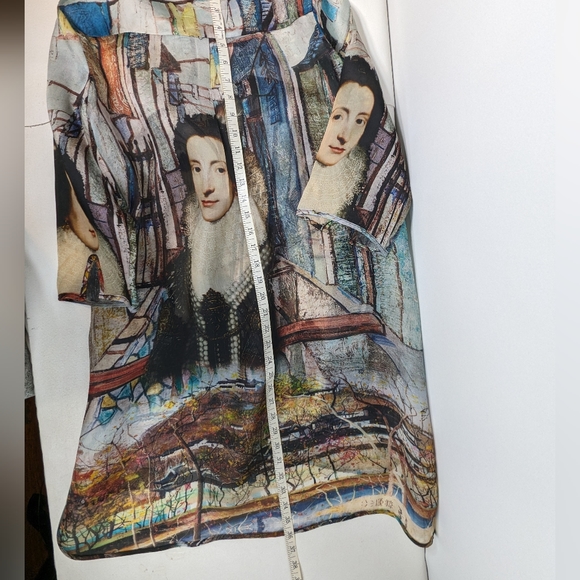 Hokwai Japanese Kimono Tunic Hand Print Unique Art Design 100% Silk Large Q-1 - Picture 12 of 16